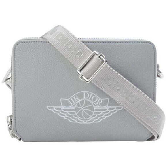 Air Dior Jordaan Wing Basketball Grey White Logo Small Zipped Around Compact Bag - Picture 1 of 11